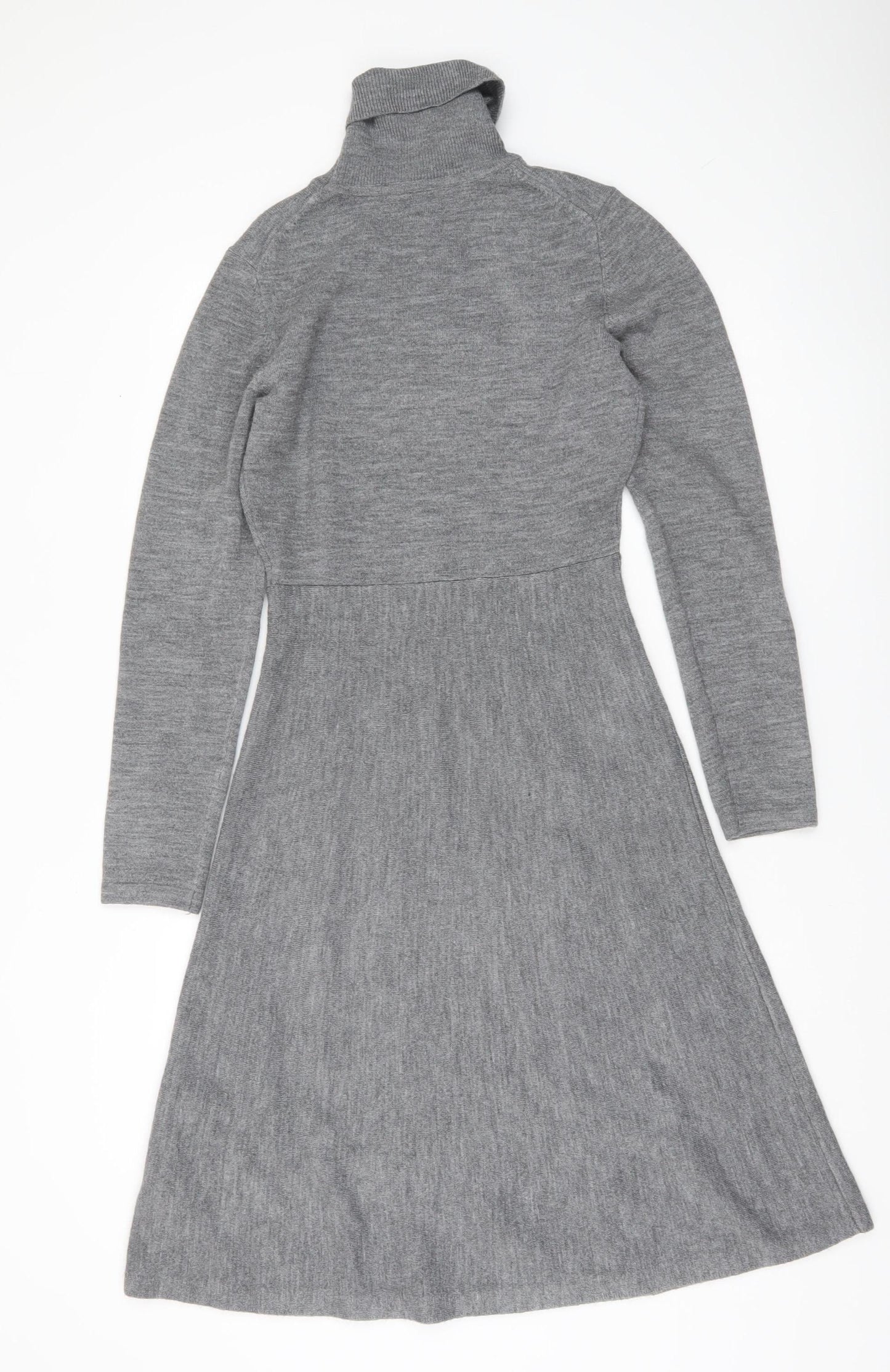 French Connection Women’s Grey A-Line Knit Dress Size S Roll Neck