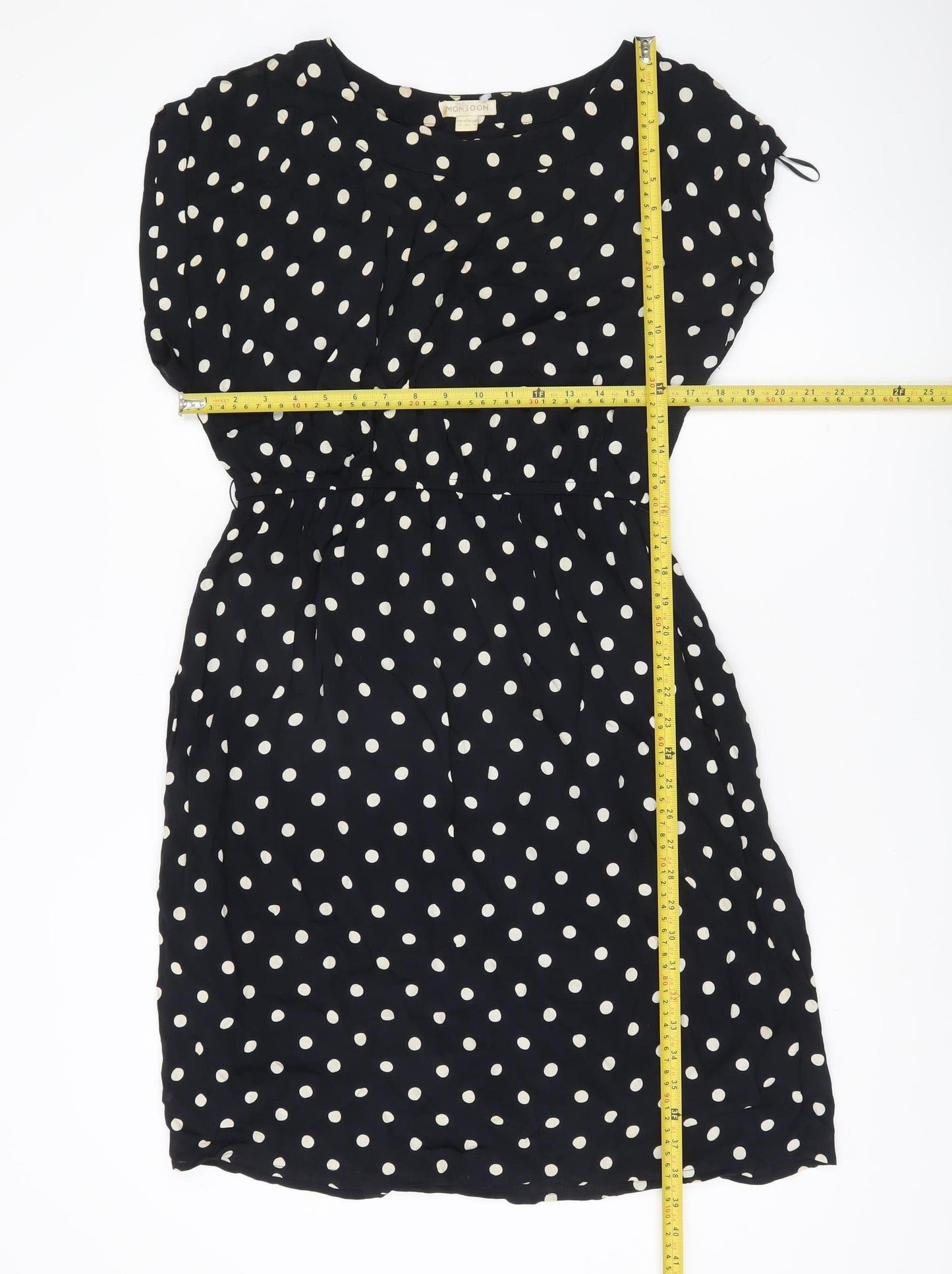 Monsoon Women’s Black Polka Dot Shift Dress Size 12 Knee Length