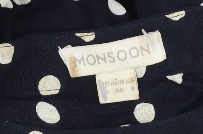 Monsoon Women’s Black Polka Dot Shift Dress Size 12 Knee Length