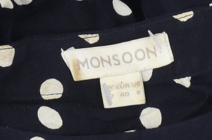 Monsoon Women’s Black Polka Dot Shift Dress Size 12 Knee Length