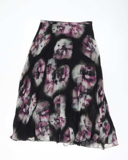 Monsoon Women’s Black Floral Pleated Midi Skirt Size 8