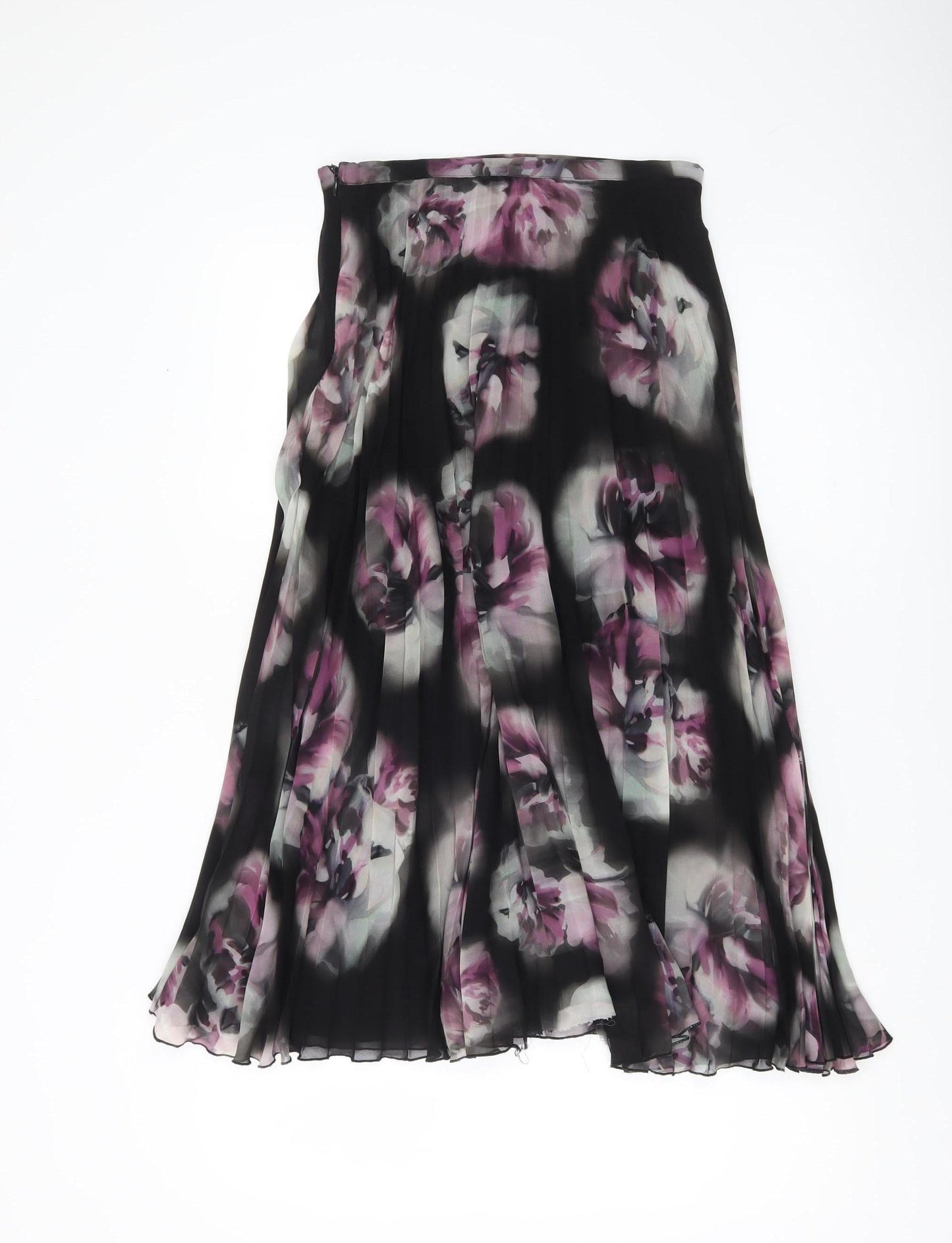 Monsoon Women’s Black Floral Pleated Midi Skirt Size 8