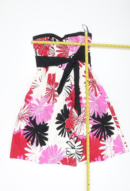 Warehouse Women’s Multicoloured Floral A-Line Strapless Dress Size 10