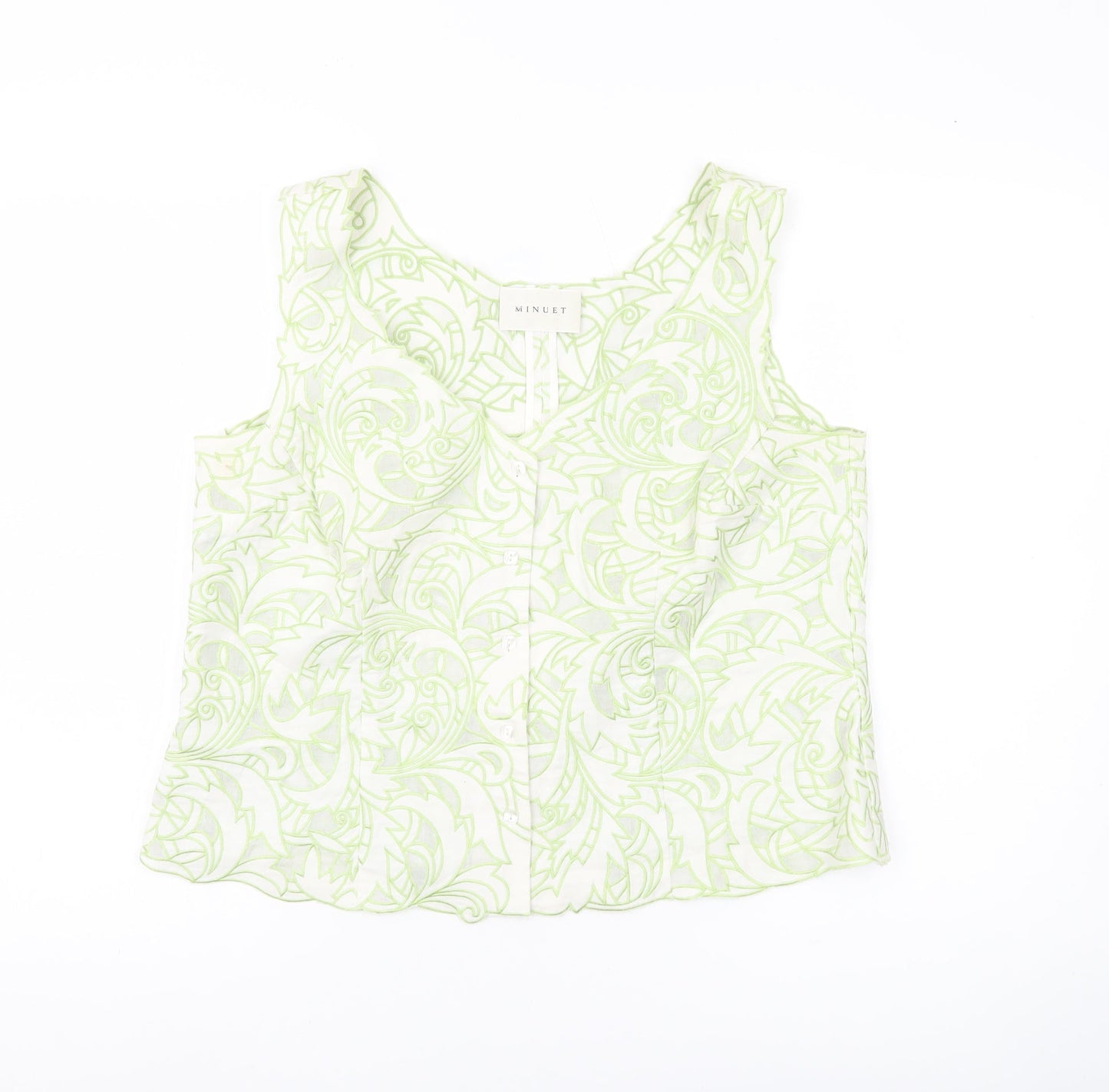 Minuet Women’s Green Floral Sleeveless V-Neck Blouse UK 16