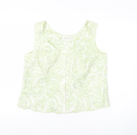 Minuet Women’s Green Floral Sleeveless V-Neck Blouse UK 16