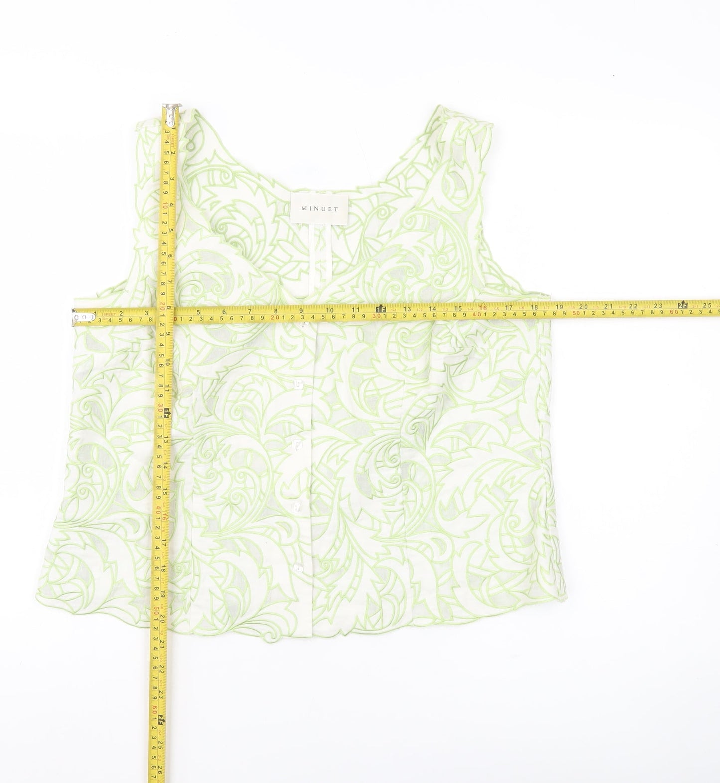 Minuet Women’s Green Floral Sleeveless V-Neck Blouse UK 16