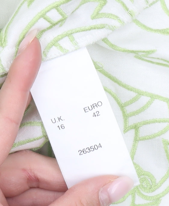 Minuet Women’s Green Floral Sleeveless V-Neck Blouse UK 16