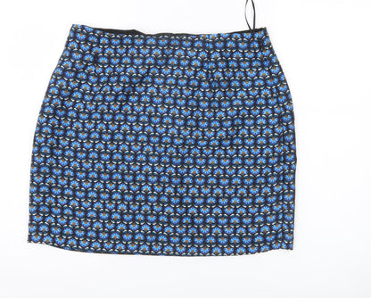 Louche Womens Blue Floral Pencil Skirt Size 2XL Knee Length Retro