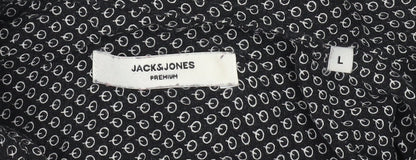 Jack & Jones Men’s Black Geometric Viscose Button-Up Shirt Size L