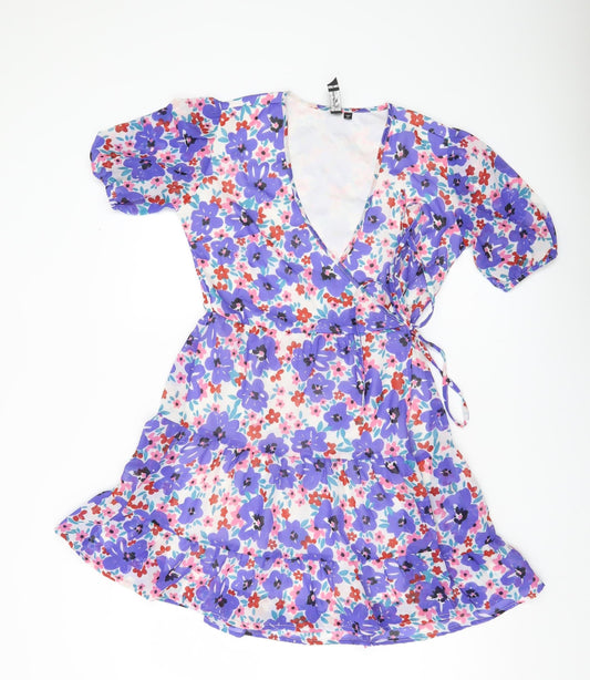 Influence Women’s Multicoloured Size 8 Floral Wrap Short Dress