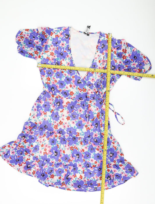 Influence Women’s Multicoloured Size 8 Floral Wrap Short Dress