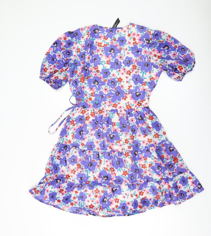 Influence Women’s Multicoloured Size 8 Floral Wrap Short Dress