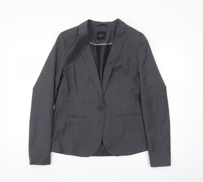 Next Womens Grey Wool Blend Blazer Jacket UK 12 Workwear