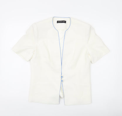 Jacques Vert Women Ivory Suit Jacket UK 10 Short Sleeve Formal Lined