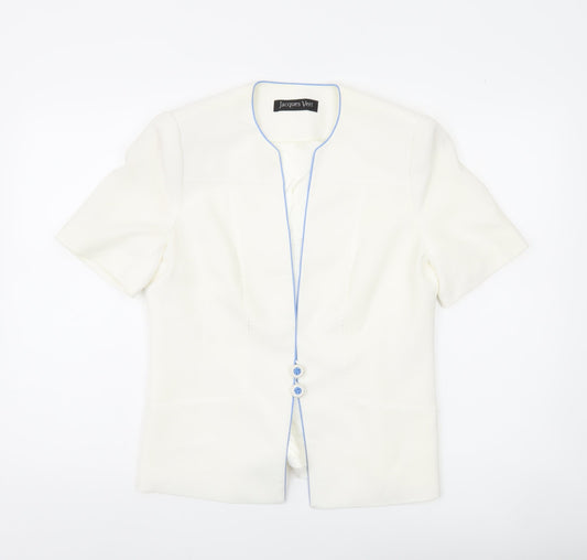 Jacques Vert Women Ivory Suit Jacket UK 10 Short Sleeve Formal Lined