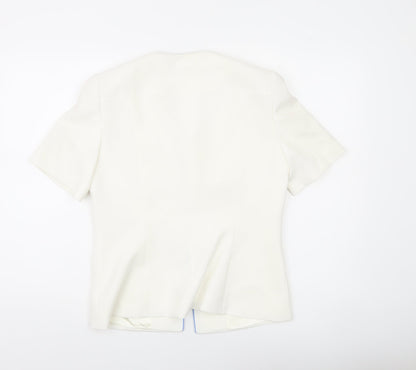 Jacques Vert Women Ivory Suit Jacket UK 10 Short Sleeve Formal Lined
