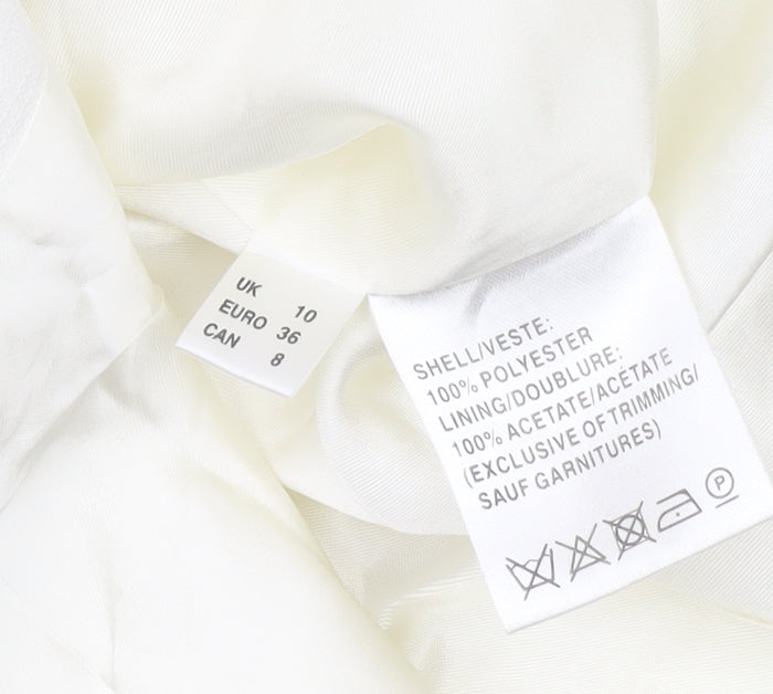 Jacques Vert Women Ivory Suit Jacket UK 10 Short Sleeve Formal Lined