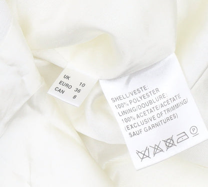 Jacques Vert Women Ivory Suit Jacket UK 10 Short Sleeve Formal Lined