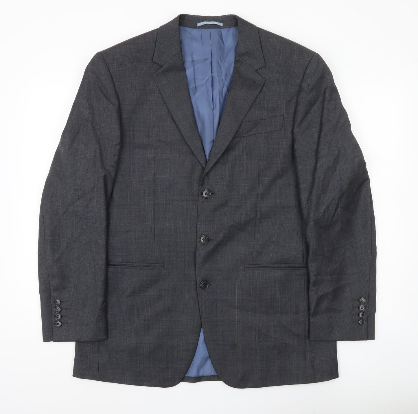Next Men’s Grey Wool Blazer Jacket 40R Classic Fit Formal Wedding