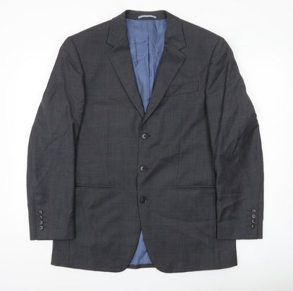 Next Men’s Grey Wool Blazer Jacket 40R Classic Fit Formal Wedding