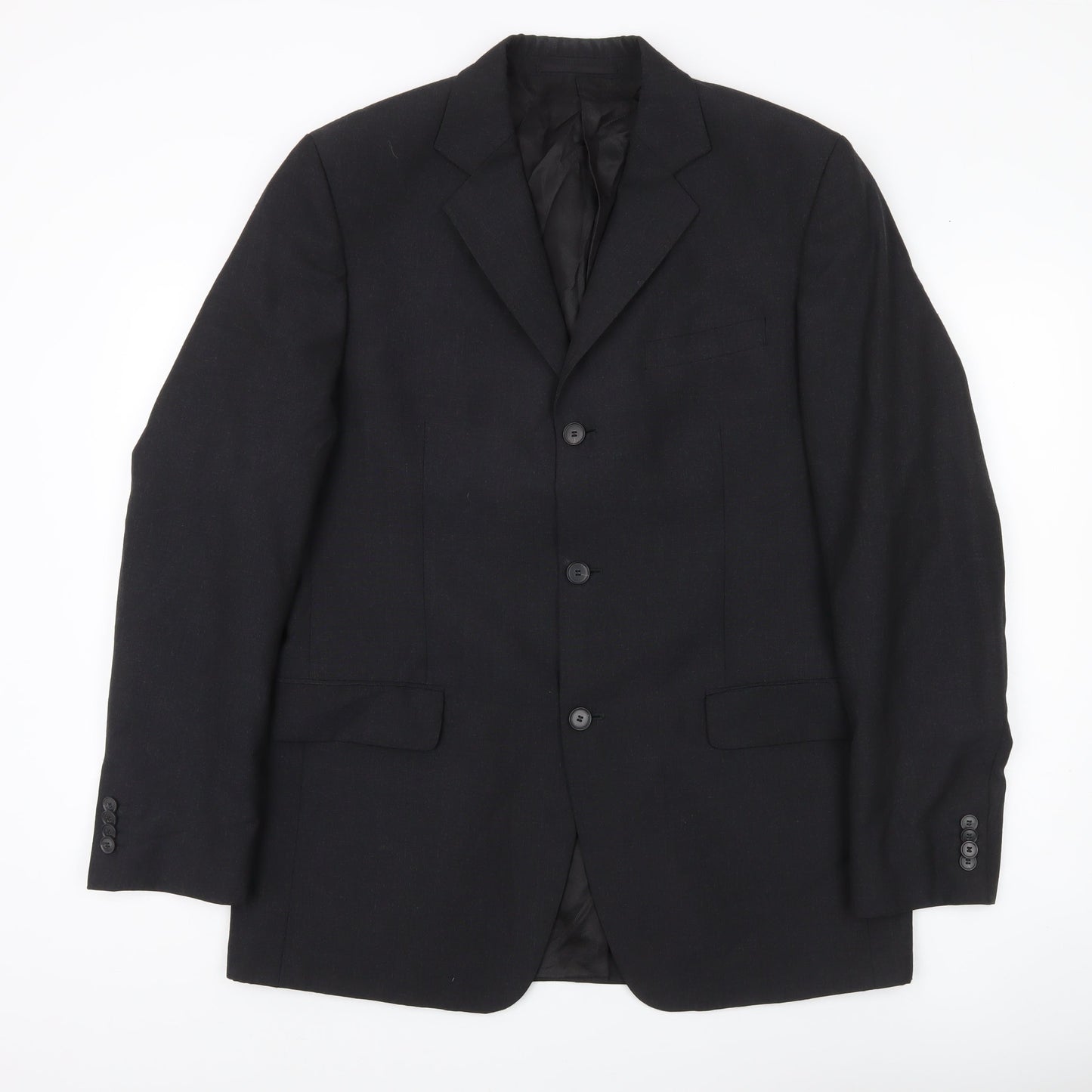 Mexx Mens Black Wool Blend Blazer Jacket UK 40R Classic Fit
