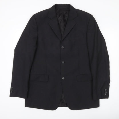 Mexx Mens Black Wool Blend Blazer Jacket UK 40R Classic Fit