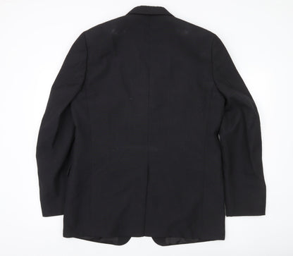 Mexx Mens Black Wool Blend Blazer Jacket UK 40R Classic Fit