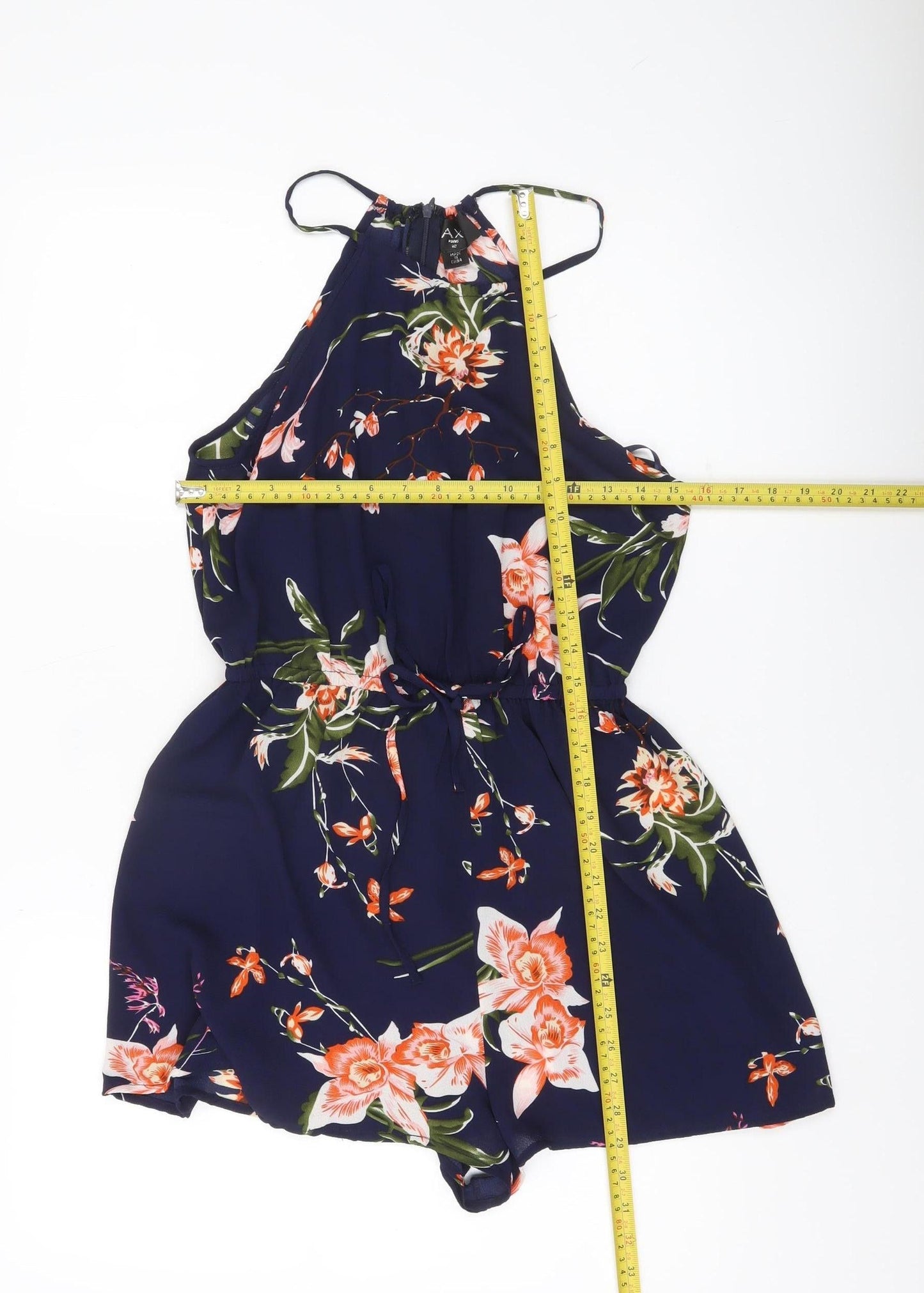 AX Paris Womens Blue Floral Halter Neck Sleeveless Playsuit Size 10