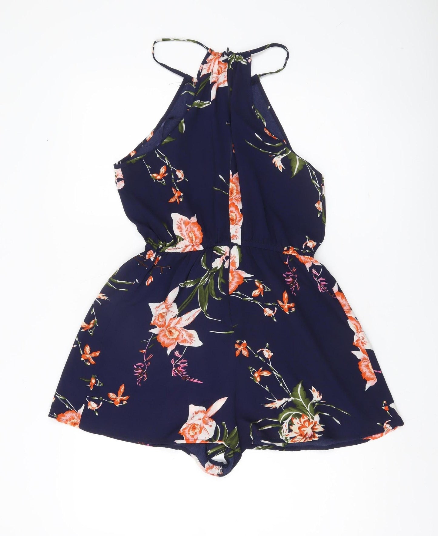 AX Paris Womens Blue Floral Halter Neck Sleeveless Playsuit Size 10