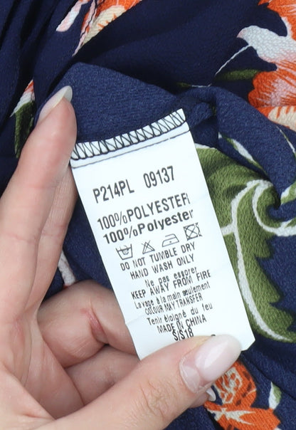 AX Paris Womens Blue Floral Halter Neck Sleeveless Playsuit Size 10