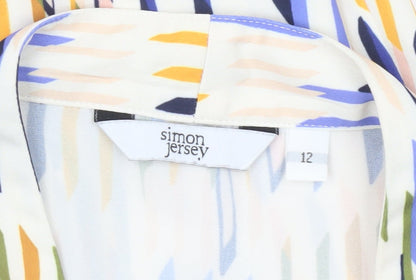 Womens UK Size 12 Simon Jersey Multicoloured Tunic Blouse