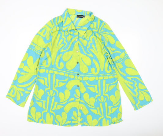 PrettyLittleThing Women's Multicoloured Button-Up Tunic Shirt UK 10