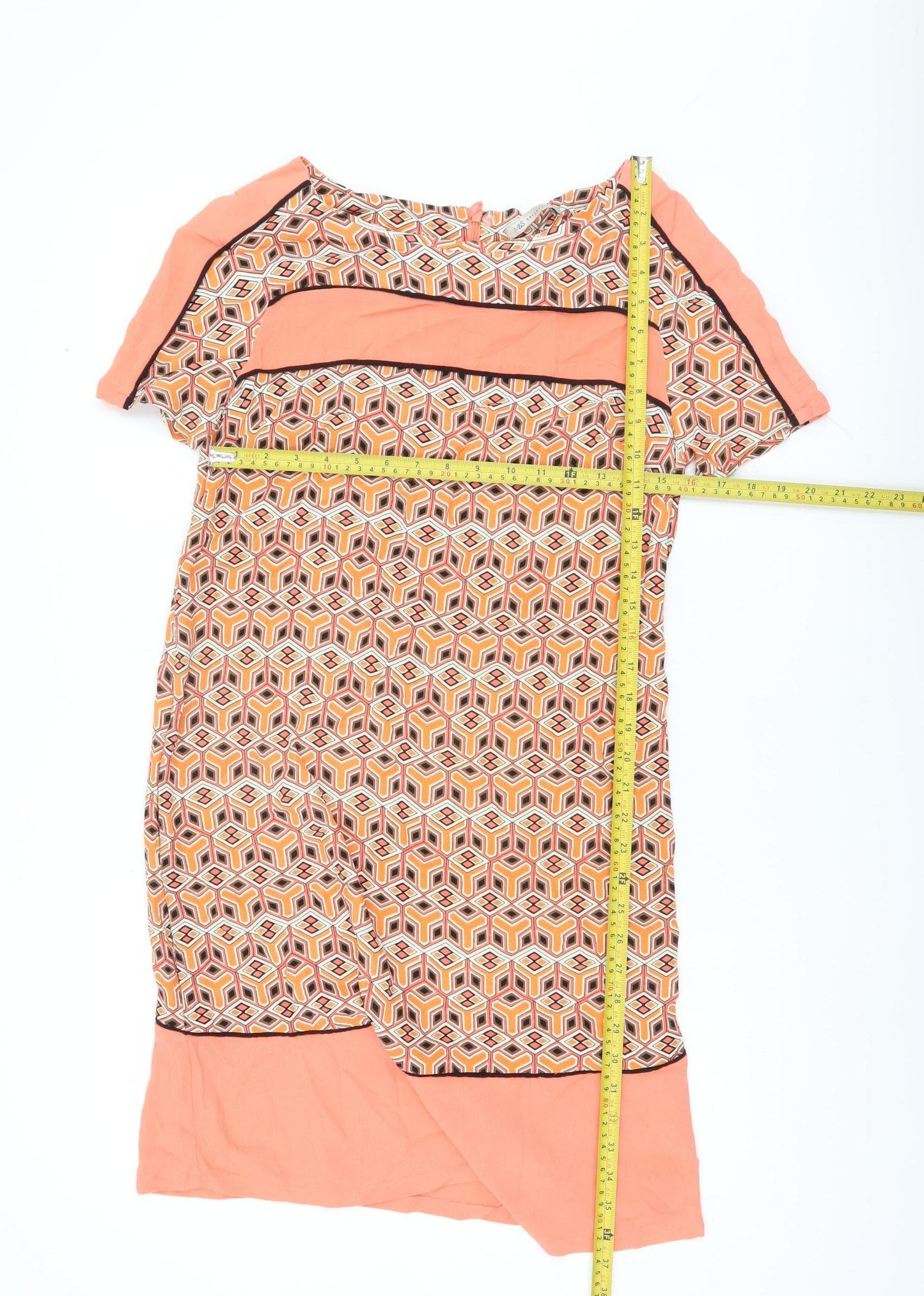 Marks and Spencer Women’s Orange Geometric Shift Dress Size 12