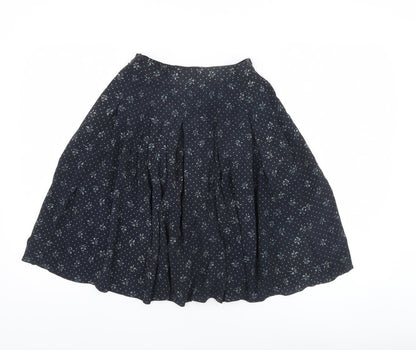 Jaeger Women’s Blue Floral Silk A-Line Knee Length Skirt Size 10