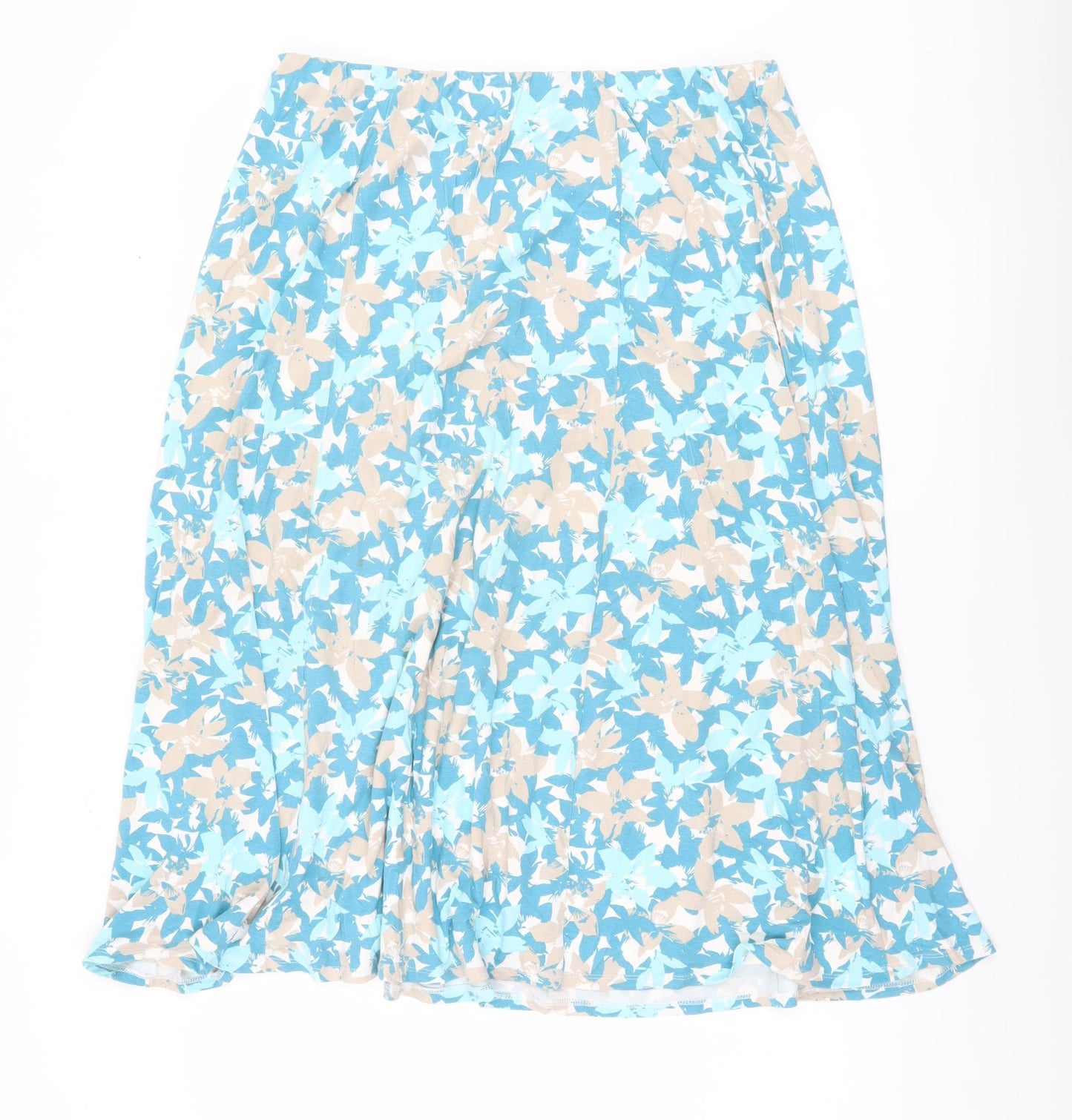 Eastex Womens Blue Beige Floral A-Line Midi Skirt Size 16