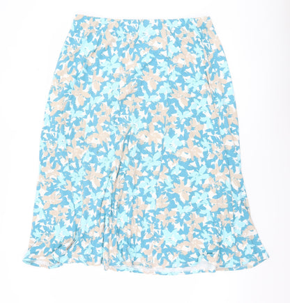 Eastex Womens Blue Beige Floral A-Line Midi Skirt Size 16
