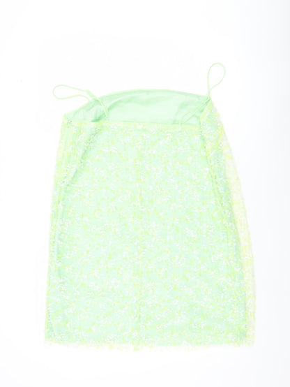 H&M Women’s Green Floral Slip Mini Dress Size 14 Summer Casual