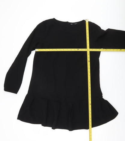 ASOS DESIGN Women’s Black Shift Dress Size S Long Sleeve Crew Neck