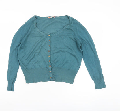 Womens UK Size 10 Fat Face Blue Cardigan Jumper