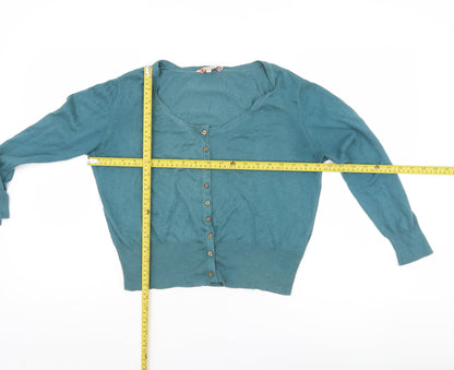 Womens UK Size 10 Fat Face Blue Cardigan Jumper