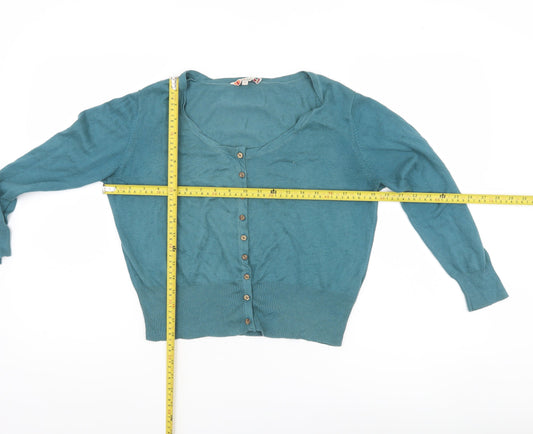Womens UK Size 10 Fat Face Blue Cardigan Jumper