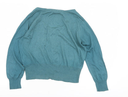 Womens UK Size 10 Fat Face Blue Cardigan Jumper