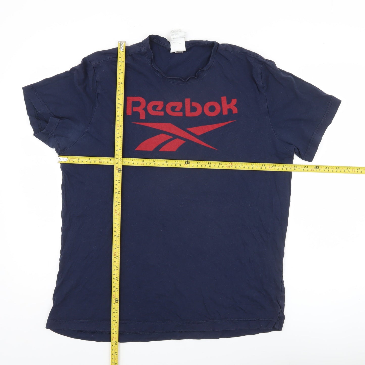Reebok Men’s Blue Large Sports Graphic Logo Crew Neck T-Shirt