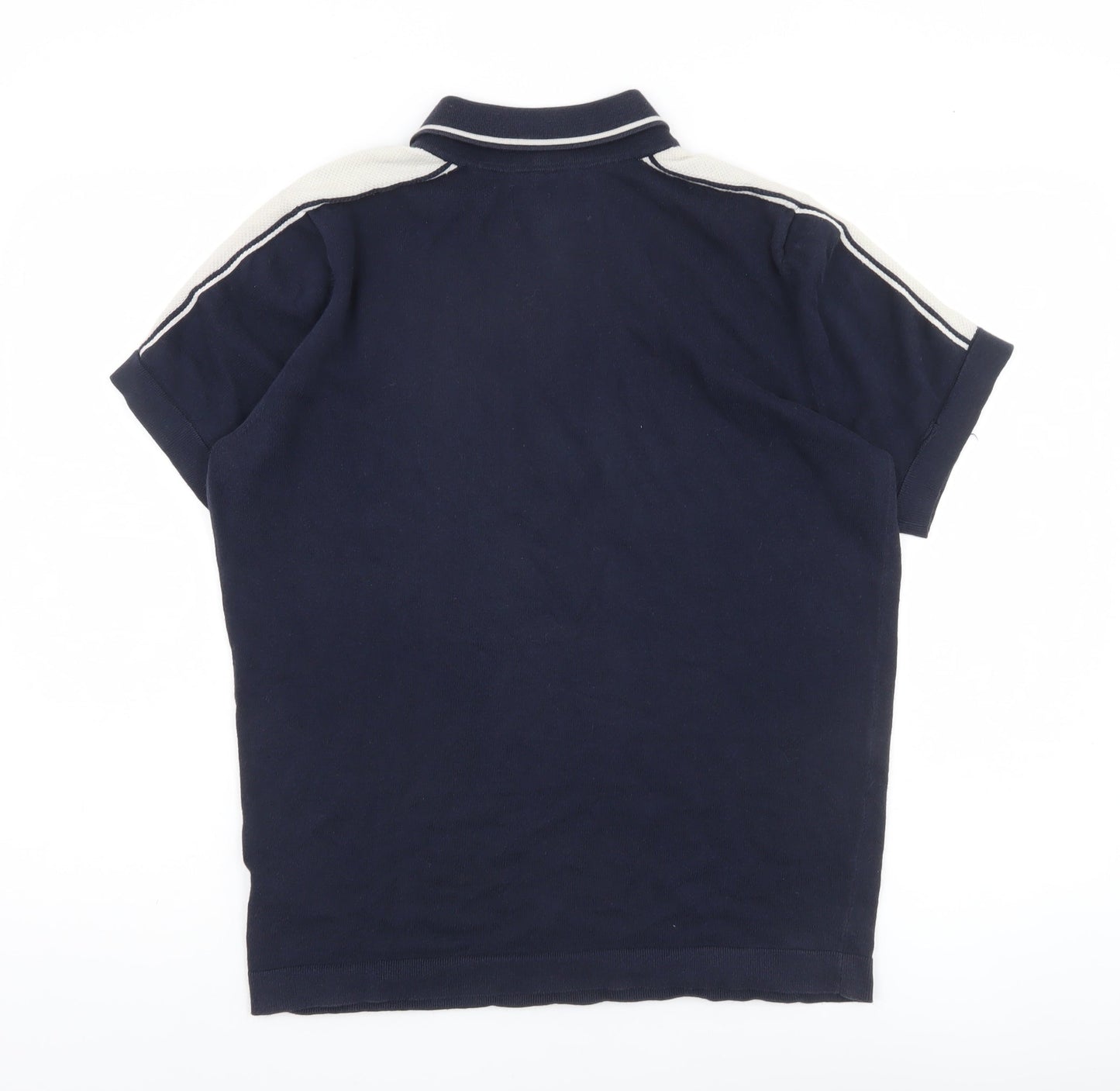 Jasper Conran Men’s Blue Cotton Polo Shirt S Short Sleeve Zip