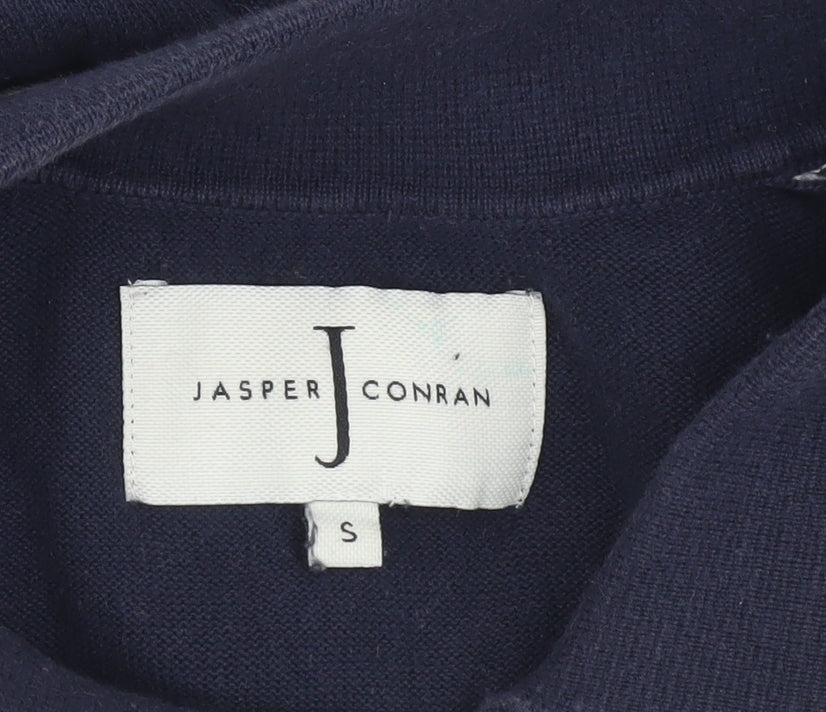Jasper Conran Men’s Blue Cotton Polo Shirt S Short Sleeve Zip