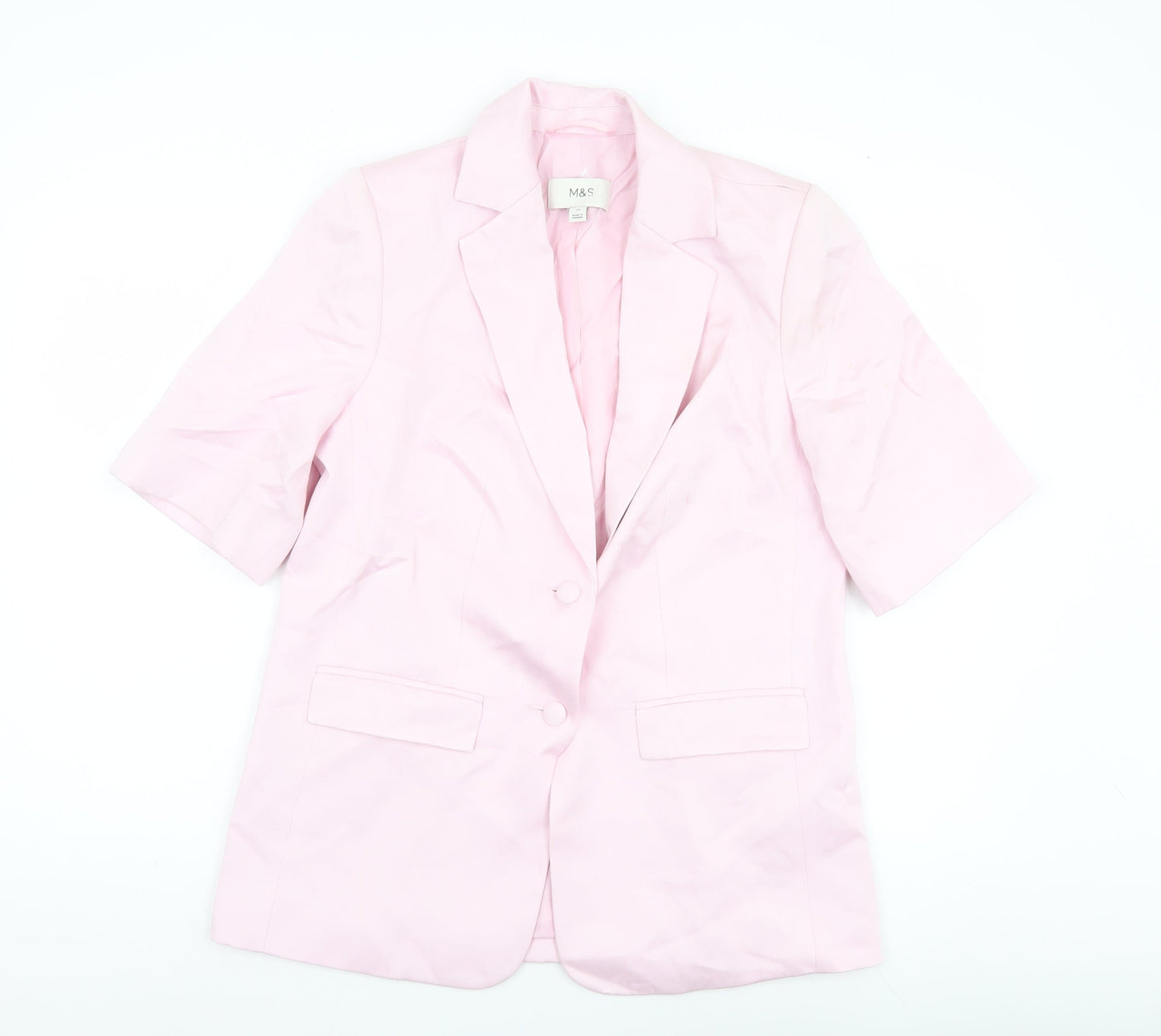 Marks and Spencer Women Pink Linen Blend Blazer Jacket Size 10