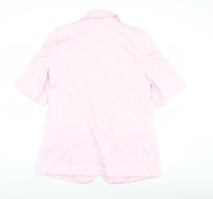 Marks and Spencer Women Pink Linen Blend Blazer Jacket Size 10