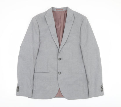 Mens UK Size 38 River Island Regular Grey Suit Jacket