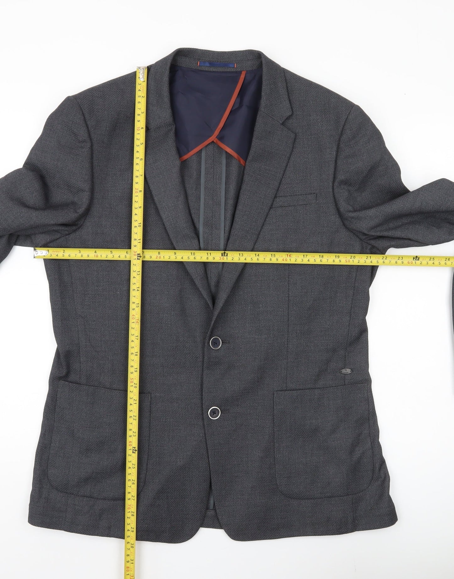 Mens UK Size 42 River Island Regular Grey Suit Jacket