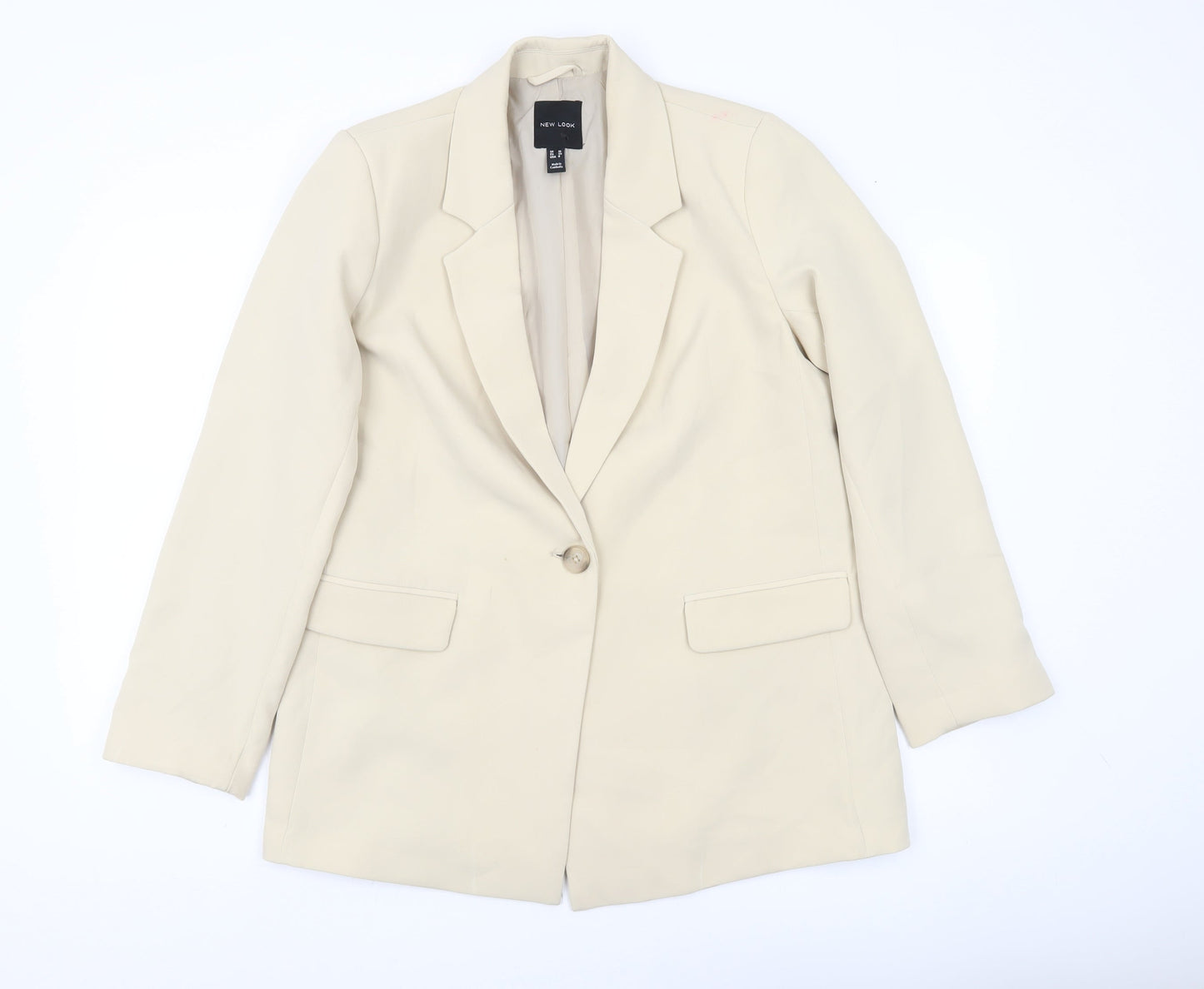 New Look Women Beige Blazer UK 10 Regular Fit Single Breasted